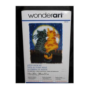 WonderArt Caron Latch Hook Kit Moonlight Meow, 15x20 kitty cats Sealed 426122